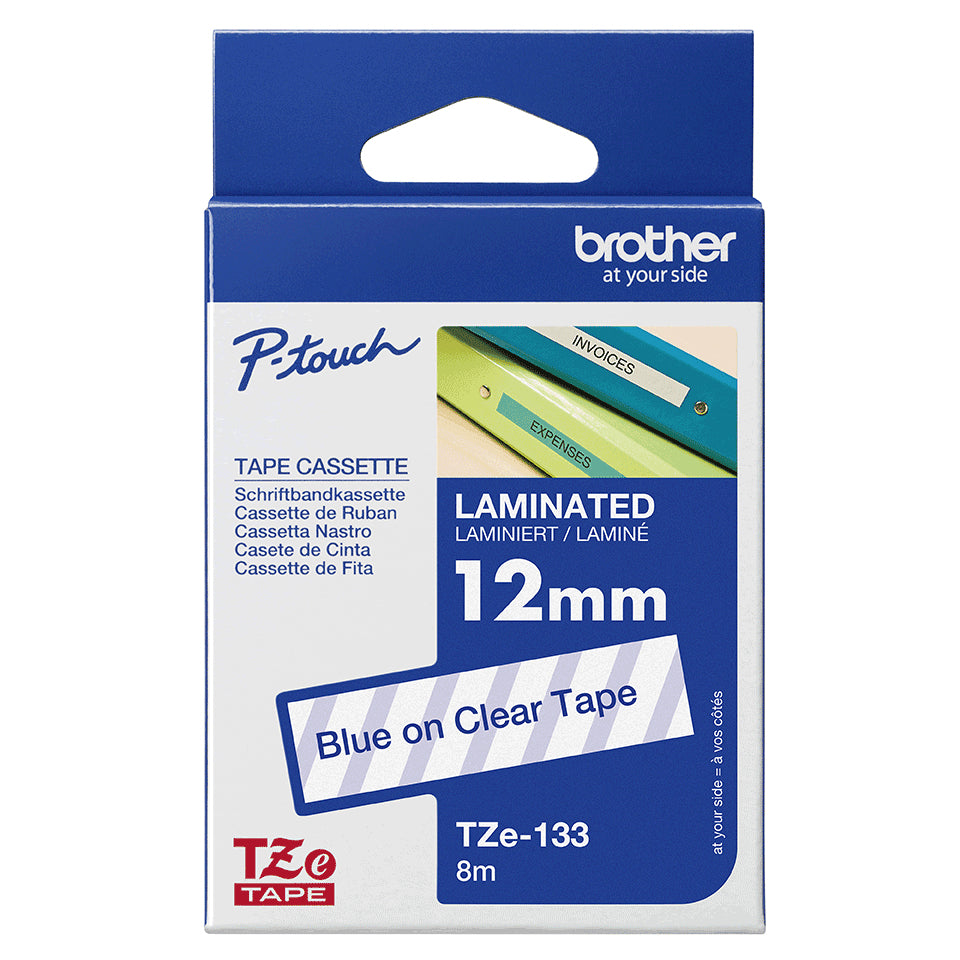Brother TZE-133 cinta para impresora de etiquetas Azul sobre transparente (5)