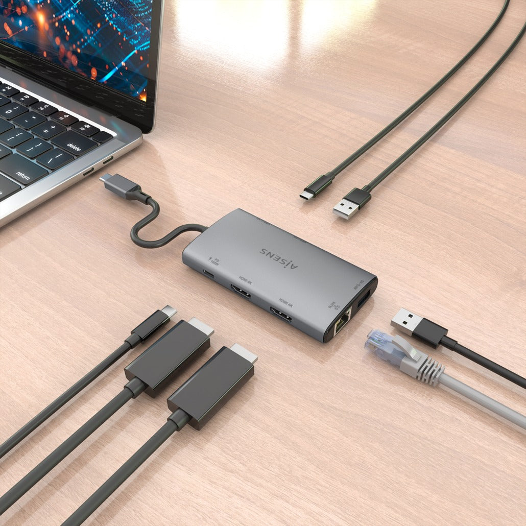 AISENS ASUC-7P049-GR base para portátil y replicador de puertos Alámbrico USB 3.2 Gen 1 (3.1 Gen 1) Type-C (6)