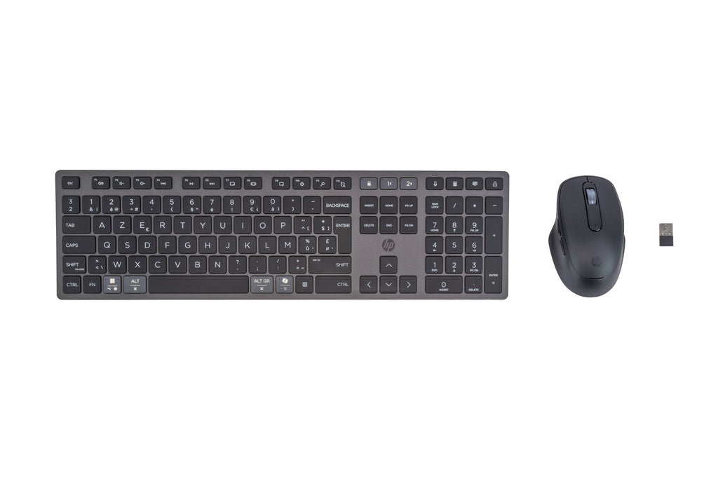 HP 720 Multi-Device Rechargeable Wireless Keyboard and Mouse Combo teclado Ratón incluido Hogar USB + Bluetooth AZERTY Belga Negro (3)