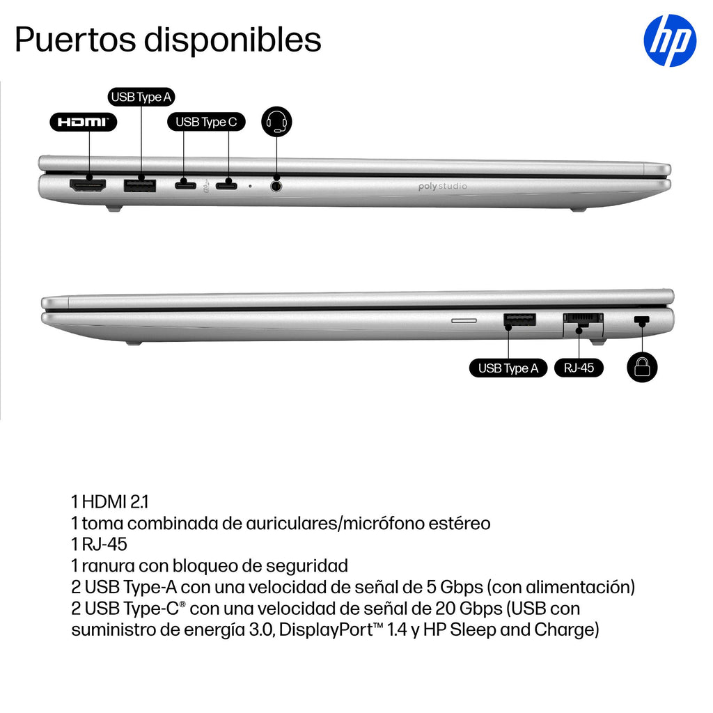 HP ProBook 4 G1iR Wolf Pro Security Edition Intel Core 5 120U Portátil 40,6 cm (16") WUXGA 16 GB DDR5-SDRAM 512 GB SSD Wi-Fi 6E (802.11ax) Windows 11 Pro Plata (6)