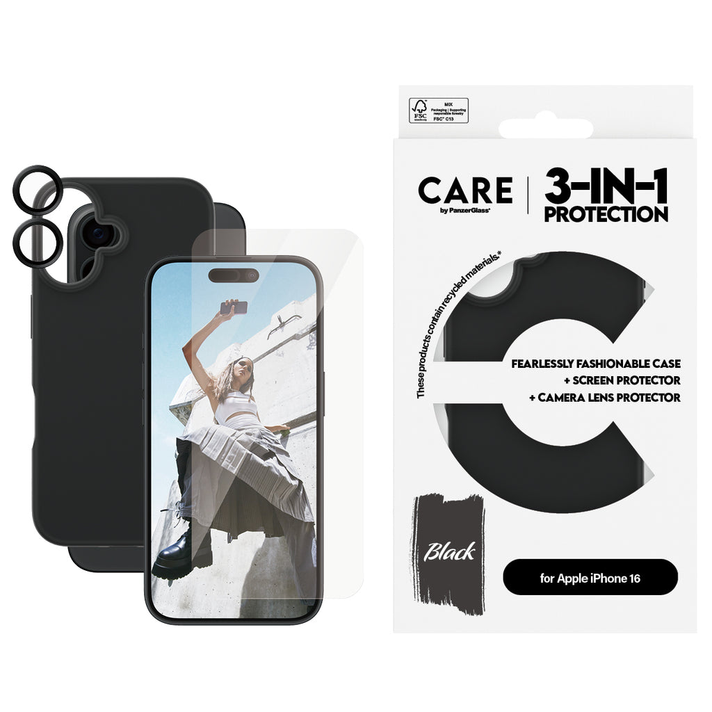 PanzerGlass CARE™ by ® 3-in-1 Bundle iPhone 16 Protector de pantalla Apple 1 pieza(s) (2)