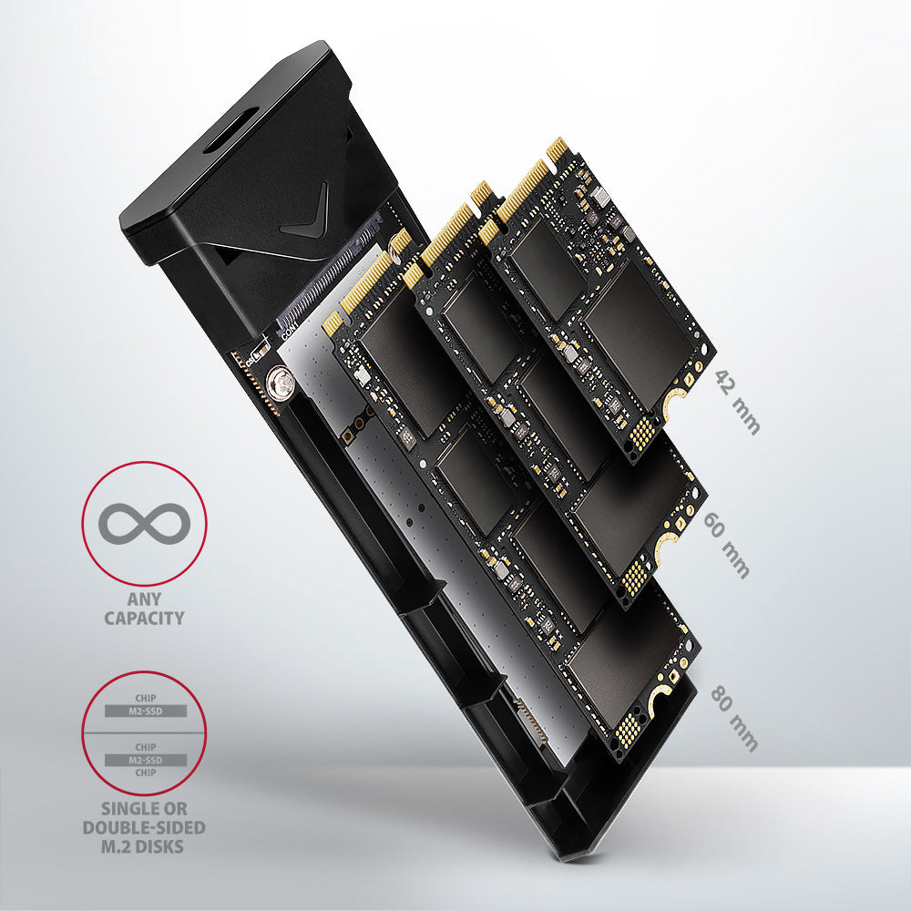 Axagon EEM2-UB2 caja para disco duro externo Caja externa para unidad de estado sólido (SSD) Negro M.2 (9)