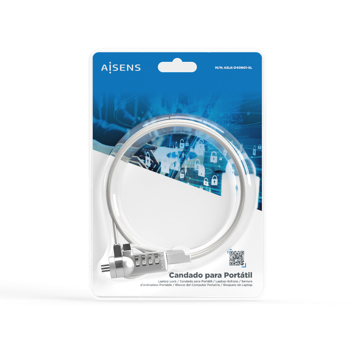 AISENS ASLK-D40N01-SL cable antirrobo Plata 1,5 m (5)