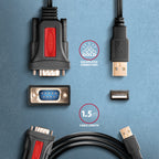 Axagon ADS-1PSN USB-A 2.0 - serial RS-232 DB9-M Prolific adapter cable 1.5m - Adapter - Digital/Daten cable de serie Negro 1,5 m USB tipo A (5)