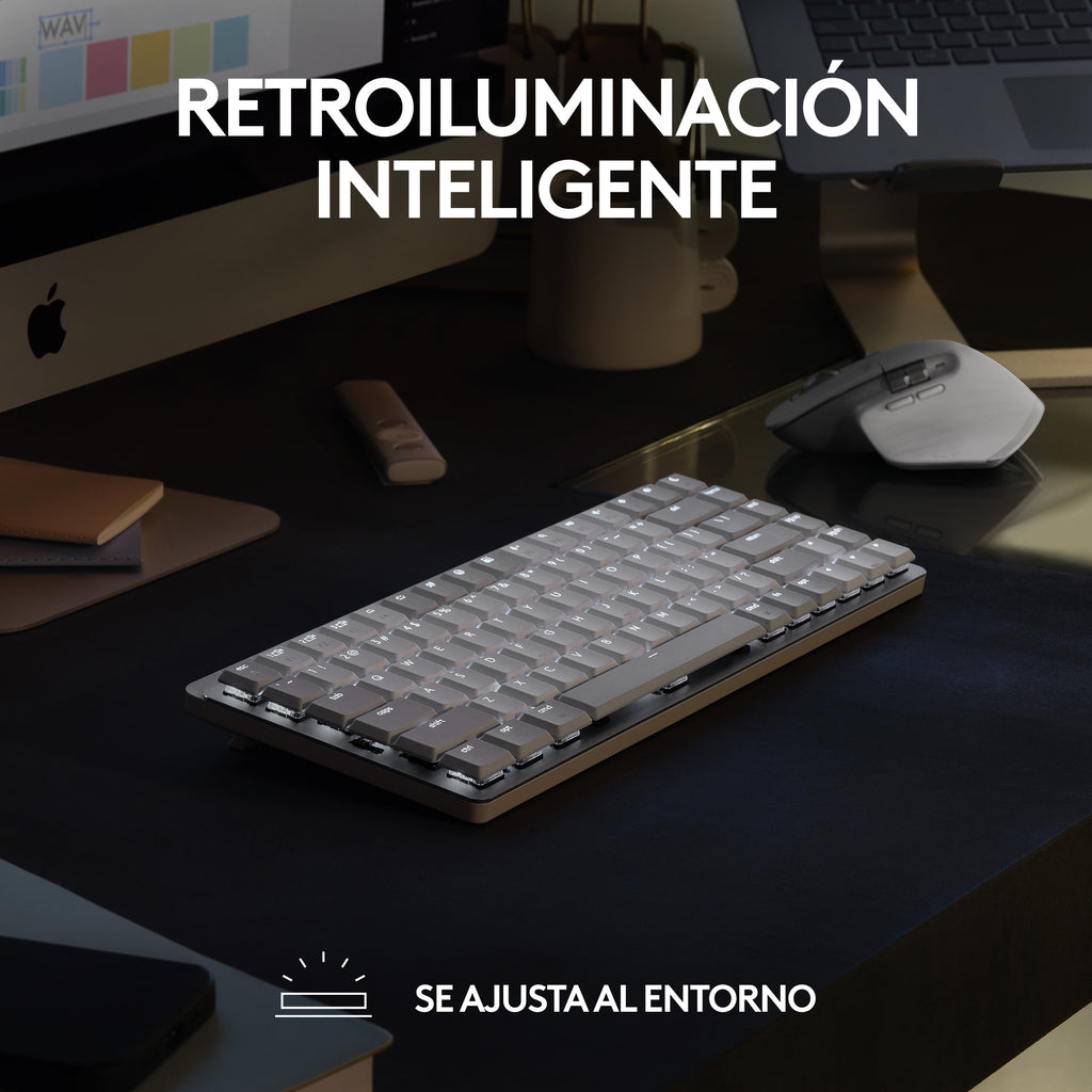 Logitech Master MX Mechanical Mini for Mac teclado Oficina RF Wireless + Bluetooth QWERTY Internacional de EE.UU. Gris (9)