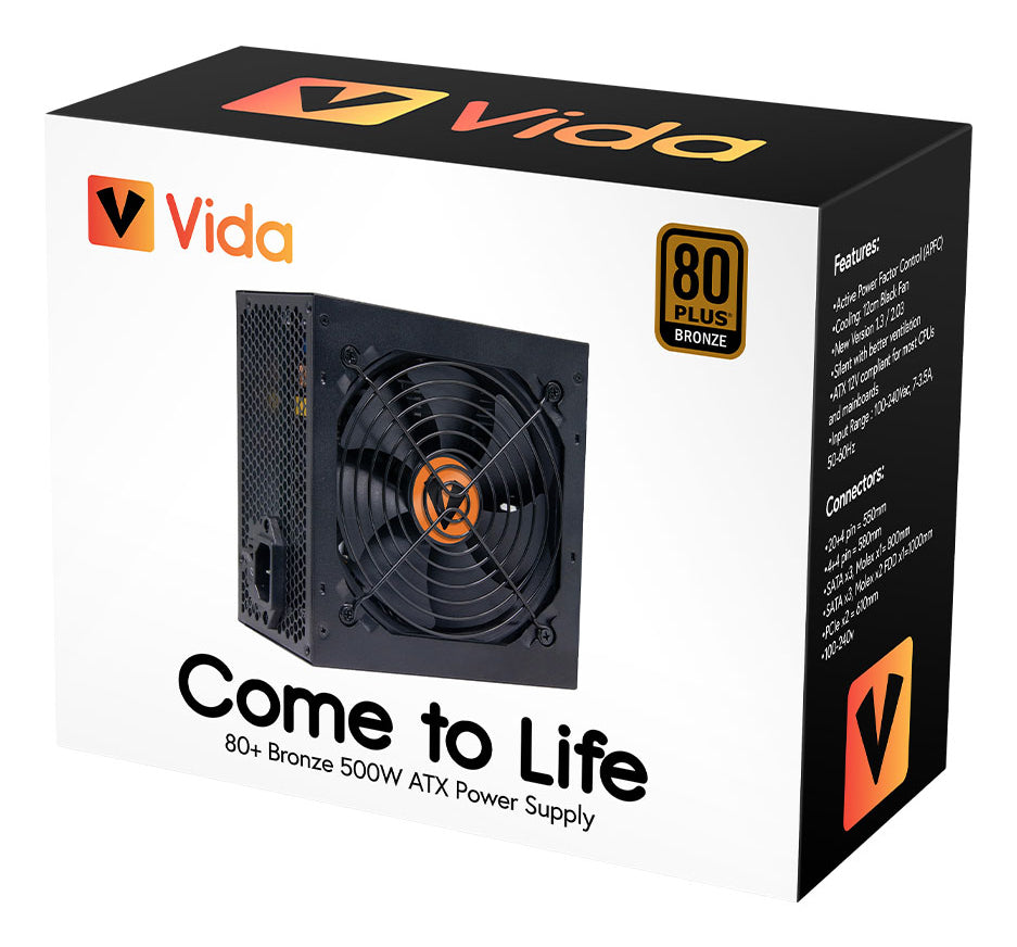 VIDA ATX-500W unidad de fuente de alimentación 24-pin ATX Negro (4)