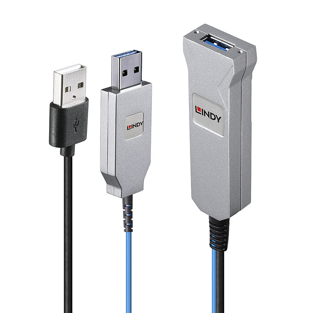Lindy 43345 cable USB USB 3.2 Gen 1 (3.1 Gen 1) 30 m USB A 2 x USB A 5 Gbit/s Azul, Plata (2)