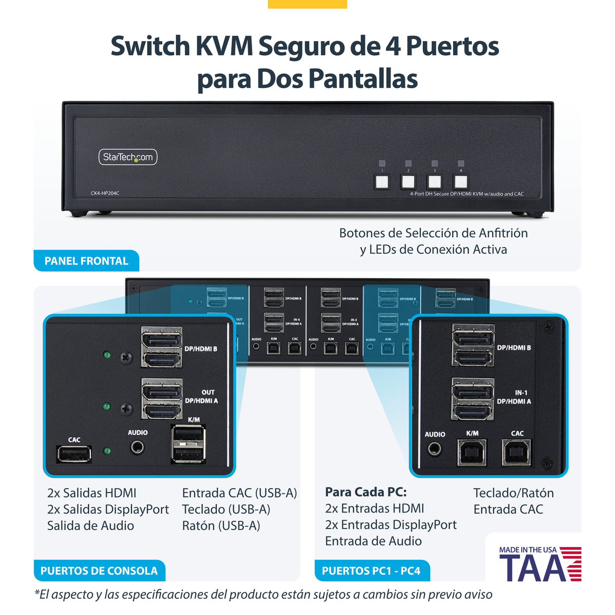 StarTech.com CK4-HP204C interruptor KVM Negro (4)