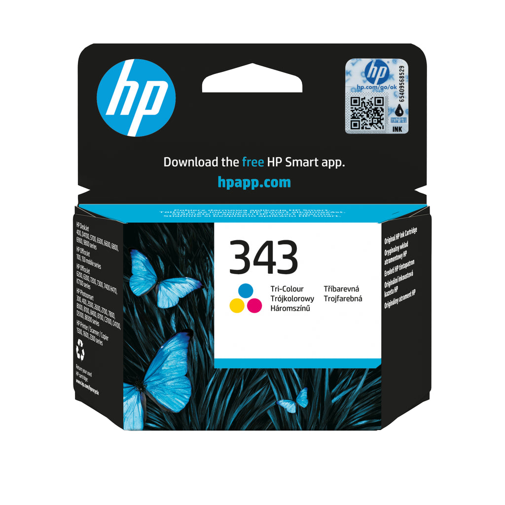 HP 343 Tri-color Original Ink Cartridge cartucho de tinta 1 pieza(s) Rendimiento estándar Cian, Magenta, Amarillo (2)