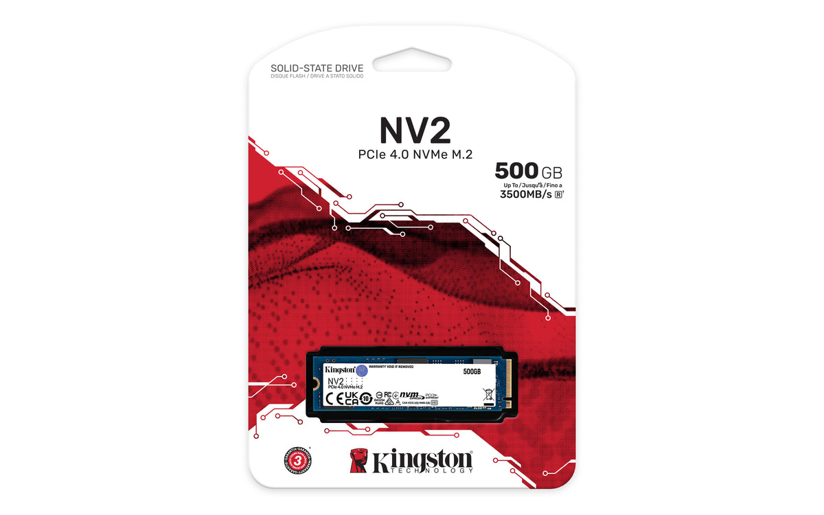 Kingston NV2 SSD, 500GB, interno, M.2 2280, PCIe4.0 x4 (NVMe) (SNV2S/500G)