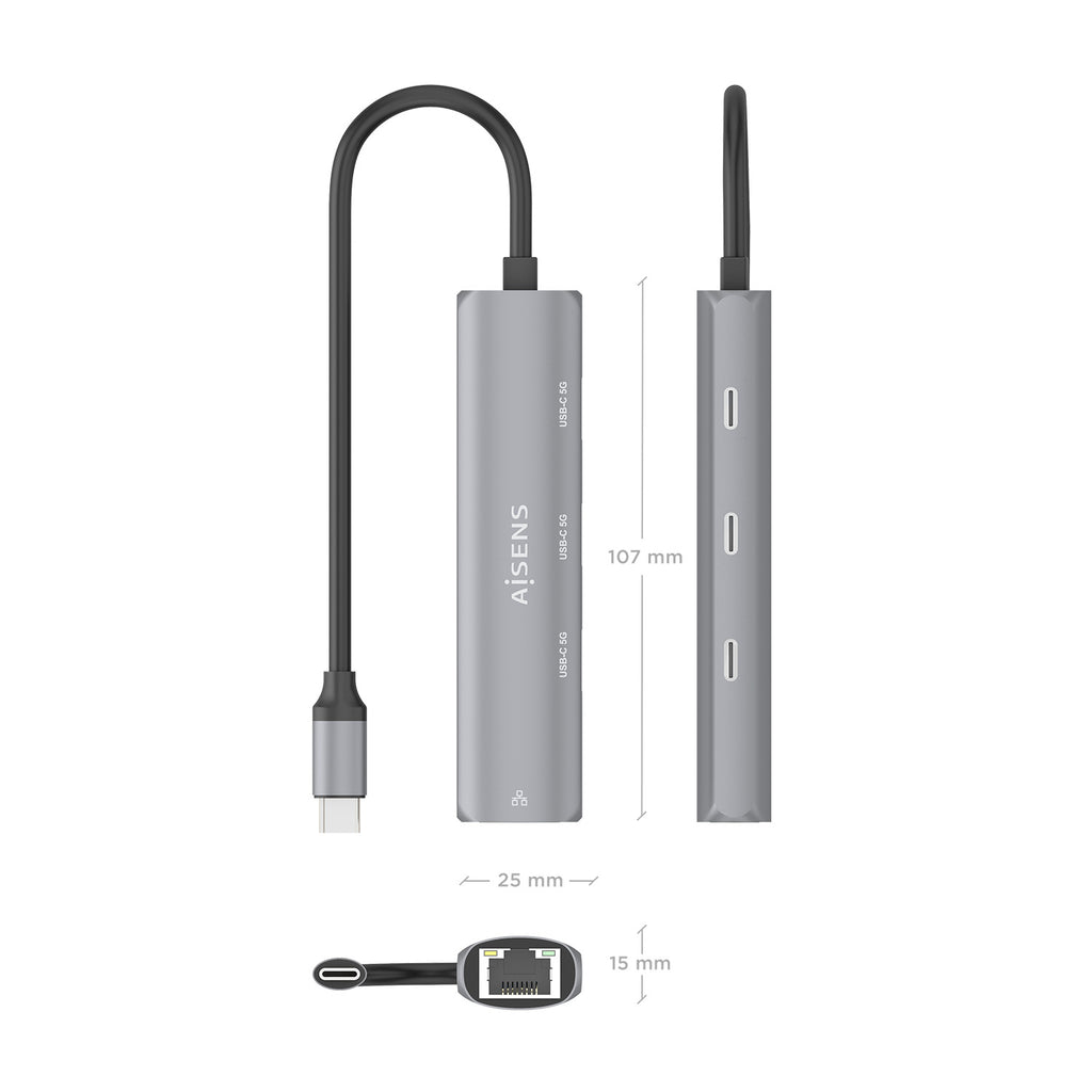 AISENS ASUC-4P041-GR base para portátil y replicador de puertos Alámbrico USB 3.2 Gen 1 (3.1 Gen 1) Type-C (5)