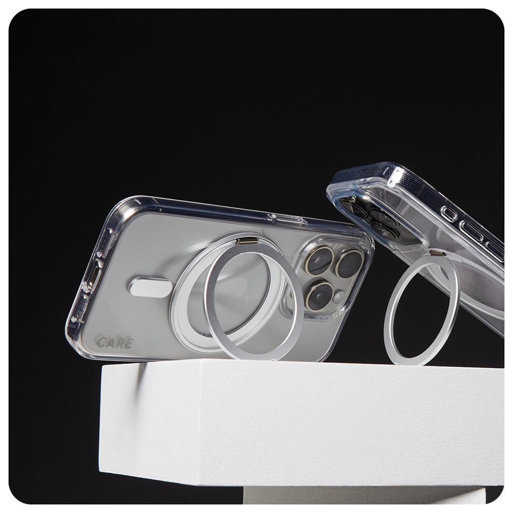 PanzerGlass CARE™ by ® Funda Transparente con Soporte Plateado y MagSafe iPhone (1325)