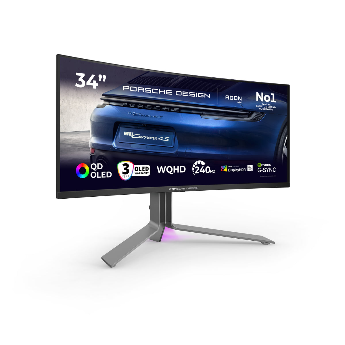 AOC Porsche PD34 pantalla para PC 86,4 cm (34") 3440 x 1440 Pixeles Wide Quad HD QD-OLED Negro (2)