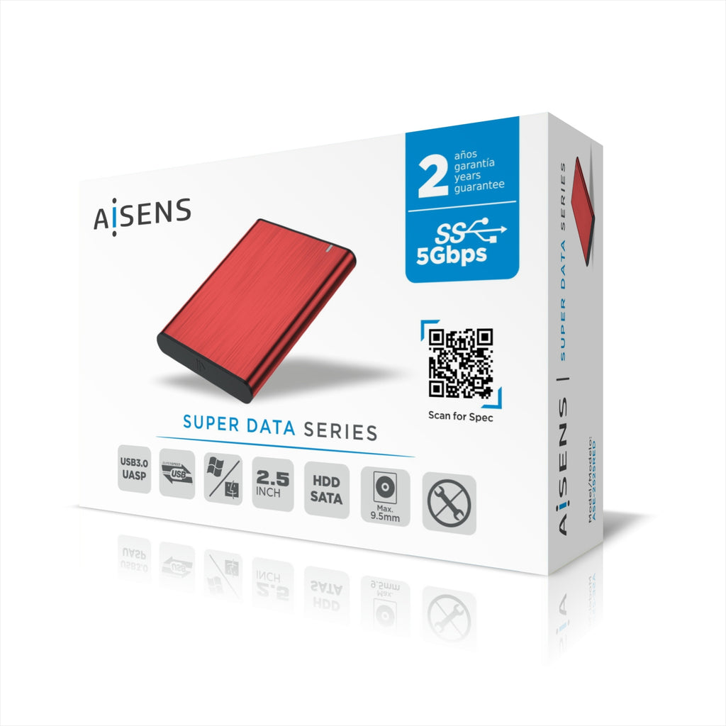 AISENS ASE-2525RED caja para disco duro externo Caja externa para unidad de estado sólido (SSD) 2.5" (6)
