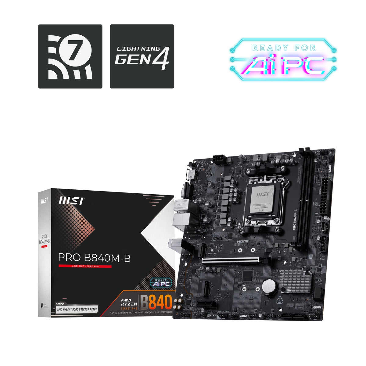 MSI PRO B840M-B placa base AMD B840 Zócalo AM5 micro ATX (2)