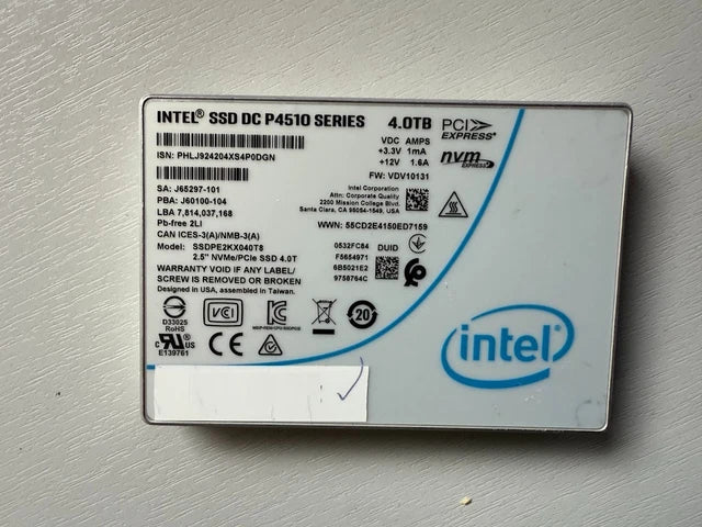 Intel P4510 SERIES 4TB 2.5INCH NVME SSDPE2KX040T8-RFB – Reacondicionado (2)
