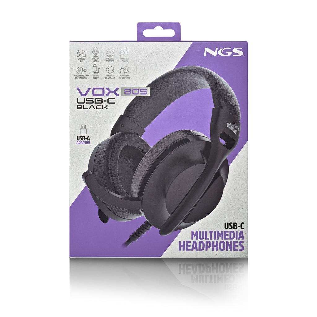 NGS VOX805 USB-C BLACK Auriculares Alámbrico Diadema Llamadas/Música USB Tipo C Negro (7)