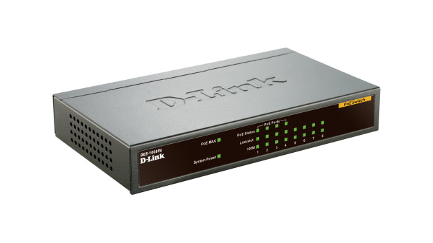 D-Link DES-1008PA switch No administrado Fast Ethernet (10/100) Energía sobre Ethernet (PoE) Negro (2)