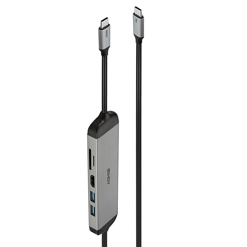 Lindy 43326 base para portátil y replicador de puertos Alámbrico USB 3.2 Gen 1 (3.1 Gen 1) Type-C Negro, Gris
