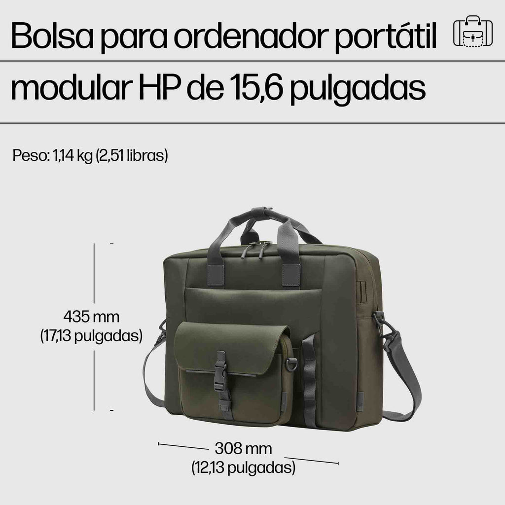 HP 15.6 Modular Laptop Bag 39,6 cm (15.6") Bandolera Verde, Gris (5)