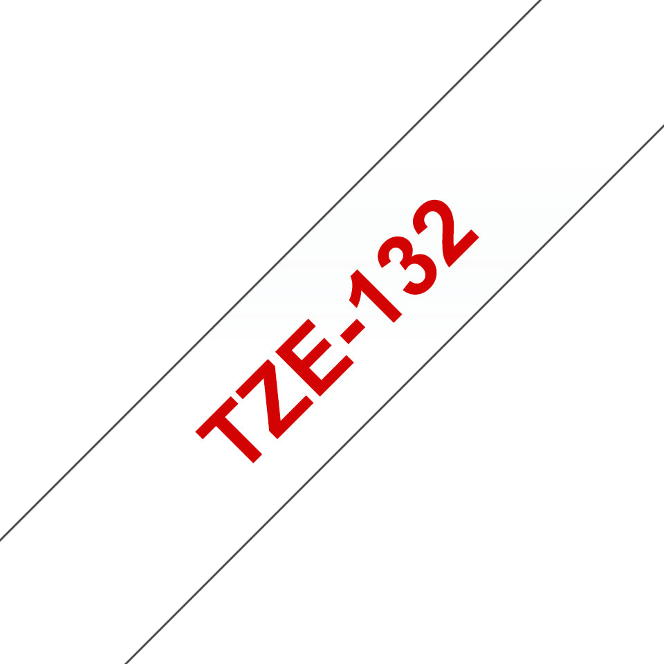 Brother TZE-132 cinta para impresora de etiquetas Rojo sobre transparencia (2)
