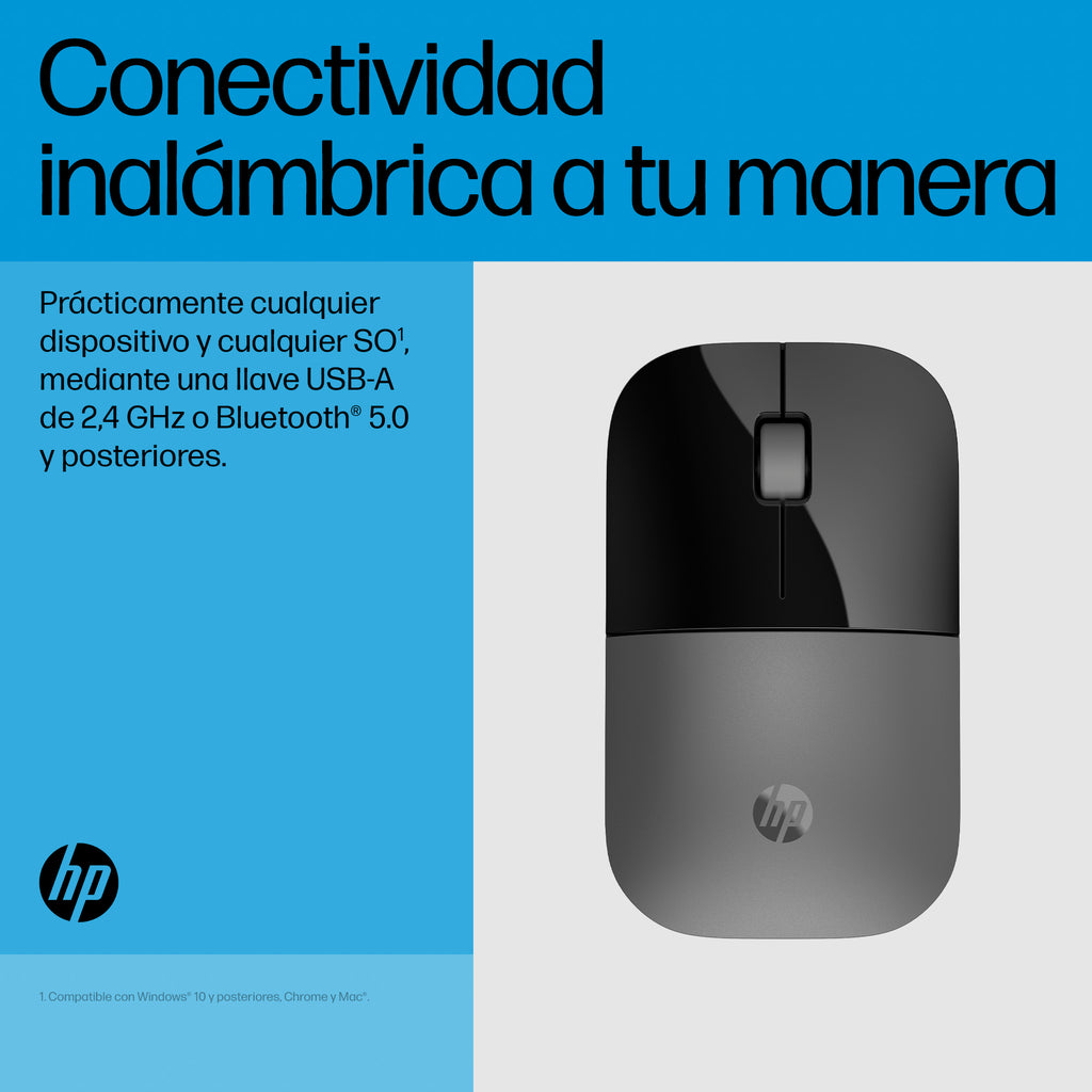 HP Z3700 Dual Silver Wireless Mouse ratón Oficina Ambidextro Bluetooth + USB Type-A (7)