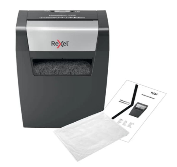 Rexel X308 triturador de papel Corte cruzado 22 cm Negro, Plata