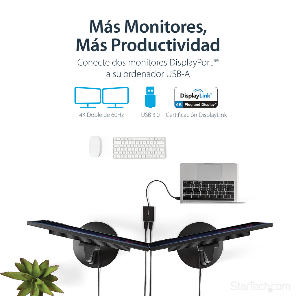 StarTech.com USB32DP24K60 Adaptador gráfico USB 4096 x 2160 Pixeles Negro (8)