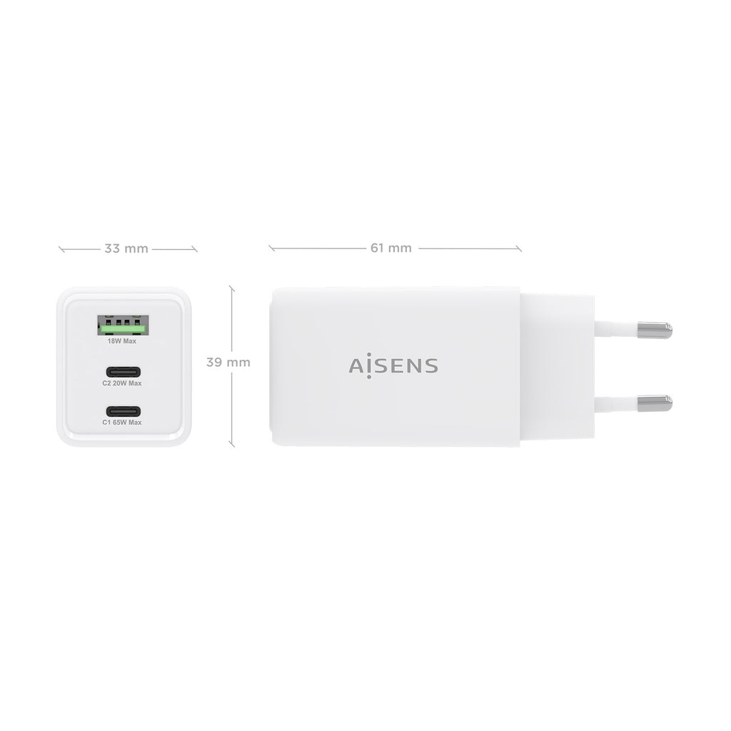 AISENS ASCH-65W3P072-W cargador de dispositivo móvil Cámara digital, GPS, Teléfono móvil, Portátil, Smartphone, Tableta, Universal Corriente alterna Carga rápida Interior (5)
