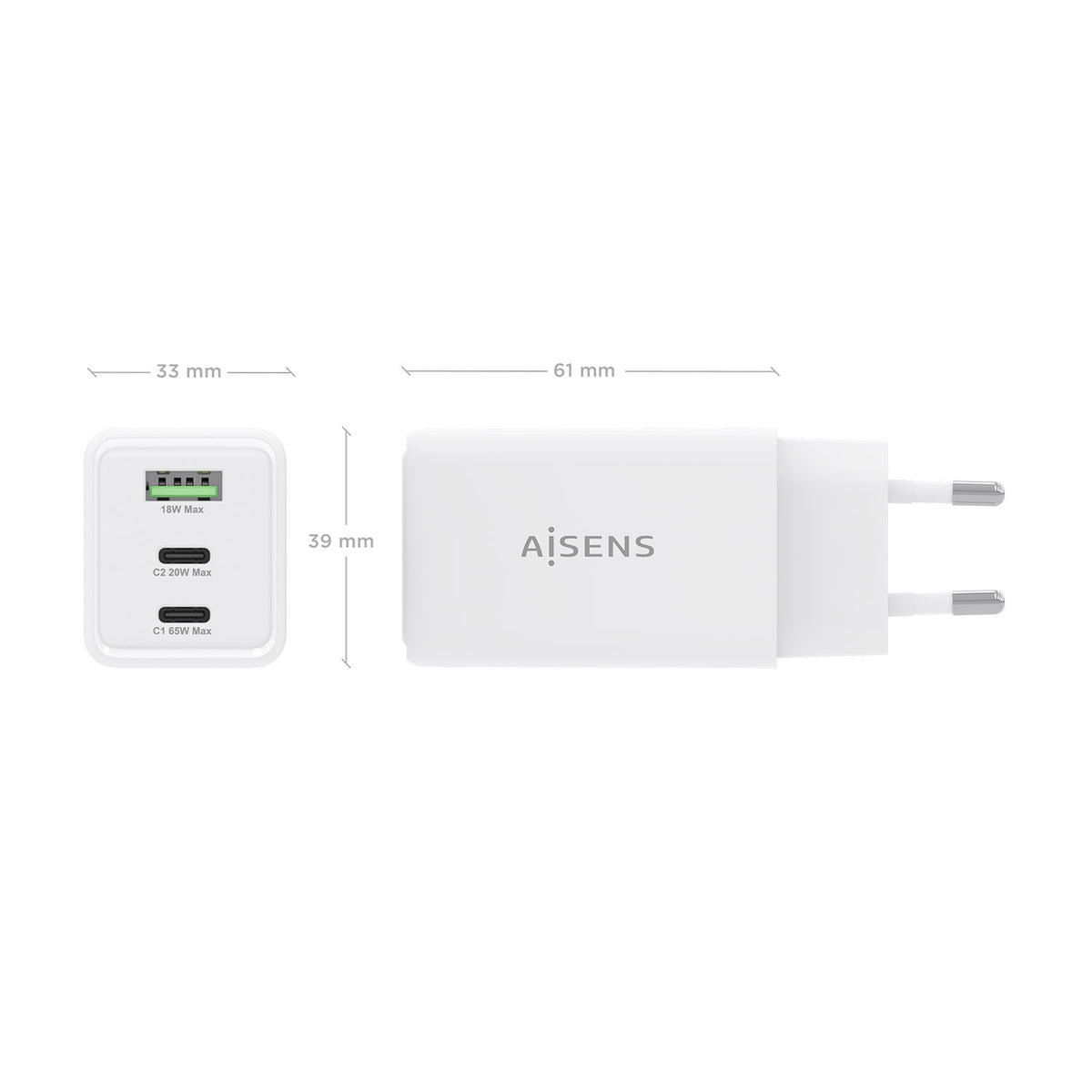 AISENS ASCH-65W3P072-W cargador de dispositivo móvil Cámara digital, GPS, Teléfono móvil, Portátil, Smartphone, Tableta, Universal Corriente alterna Carga rápida Interior (5)