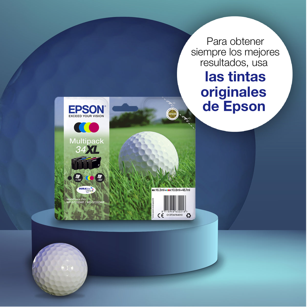 Epson Golf ball C13T34644010 cartucho de tinta 1 pieza(s) Original Rendimiento estándar Amarillo (4)