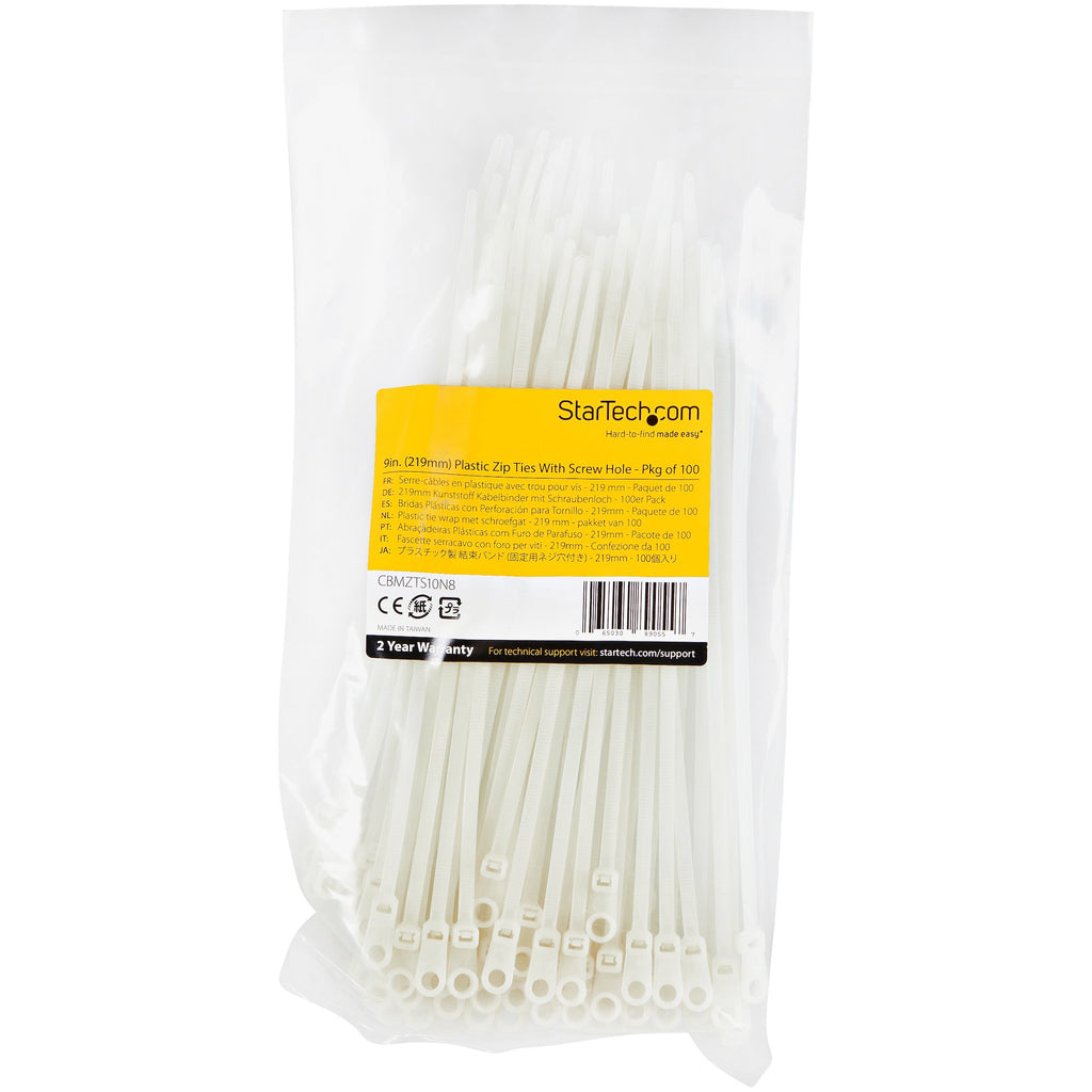 StarTech.com CBMZTS10N8 presilla Brida reutilizable Blanco 100 pieza(s) (6)