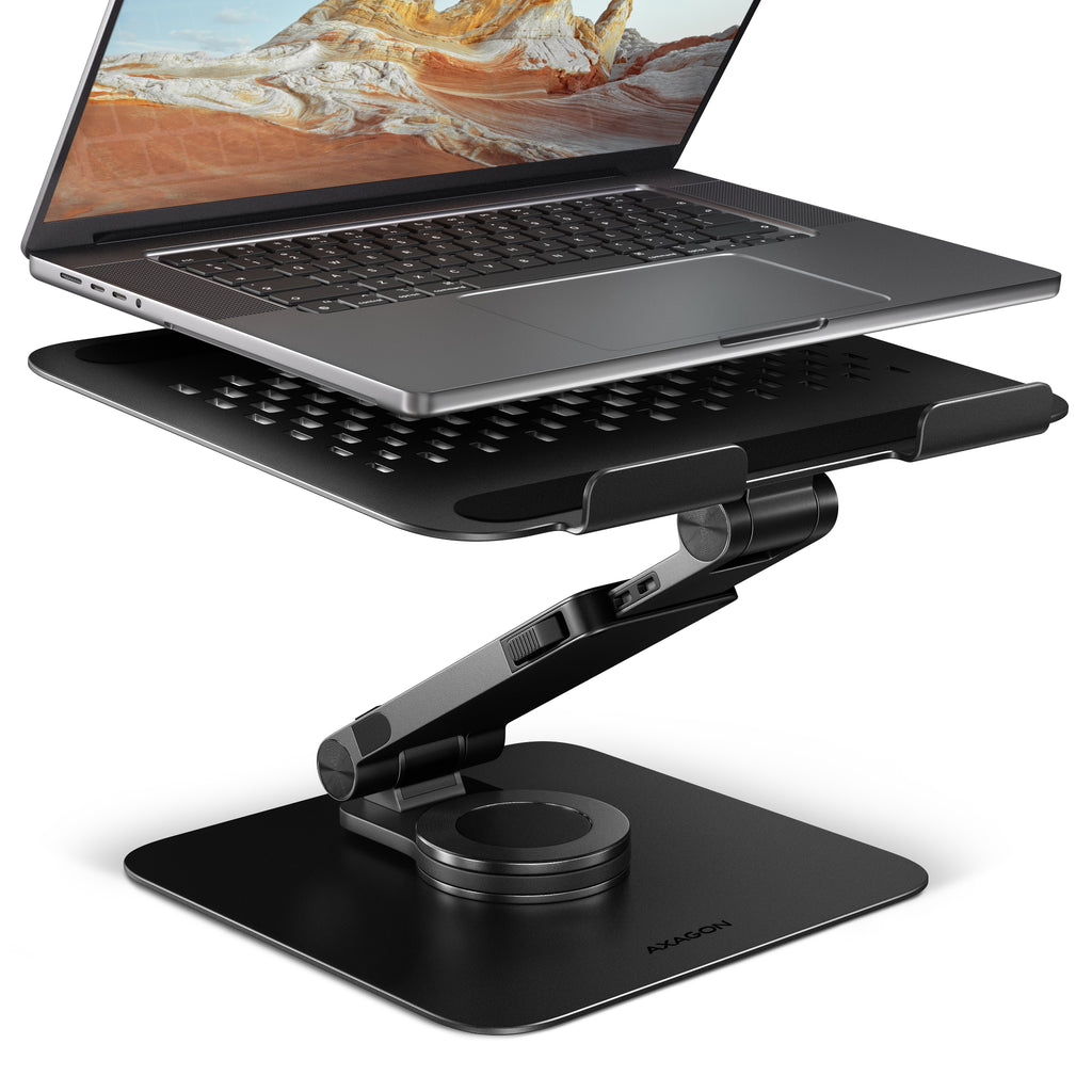 Axagon STND-LRB Laptop-Ständer, 360° drehbar, Doppelgelenk, verlängerbar Soporte para ordenador portátil y tableta Negro 43,9 cm (17.3")