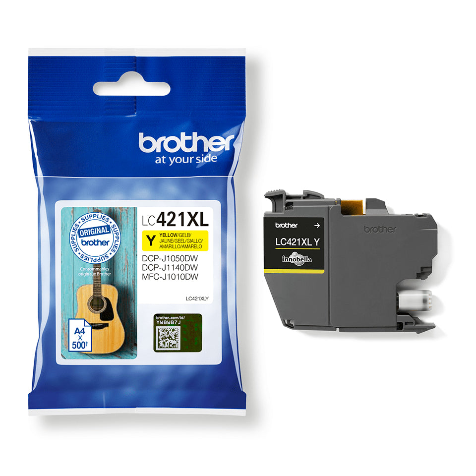 Brother LC-421XLY cartucho de tinta 1 pieza(s) Original Alto rendimiento (XL) Amarillo (3)