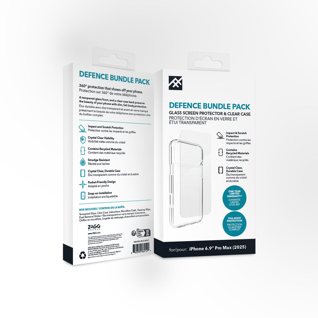 ZAGG Defence Bundle Cristal Funda transparente Apple iPhone 17 Pro