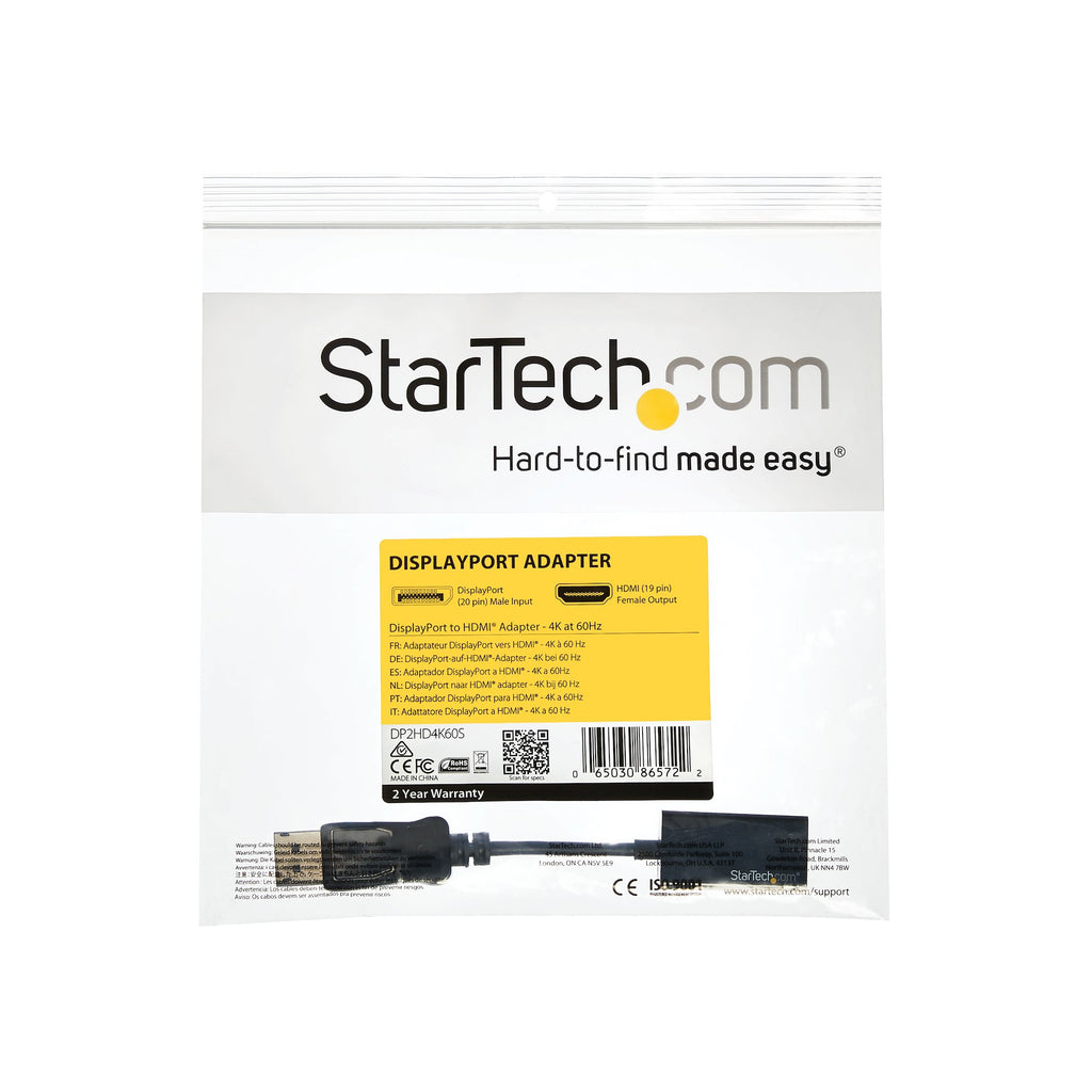 StarTech.com DP2HD4K60S adaptador de cable de vídeo 0,215 m Negro (8)