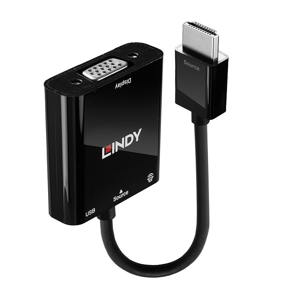 Lindy 38285 adaptador de cable de vídeo 0,1 m HDMI tipo A (Estándar) VGA (D-Sub) Negro (2)