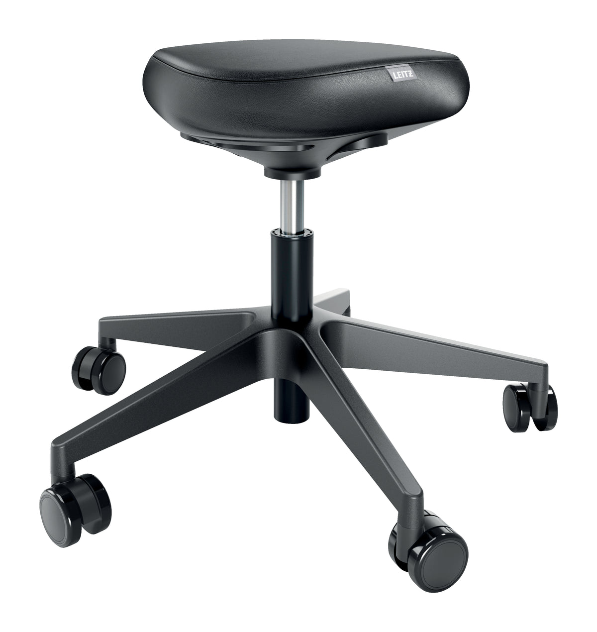 Leitz 65780095 taburete tipo silla de montar Asiento acolchado Negro Espuma Rueda de reenvio Metal