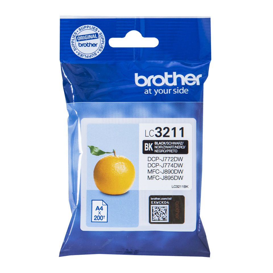Brother LC3211BK cartucho de tinta 1 pieza(s) Original Rendimiento estándar Negro (4)