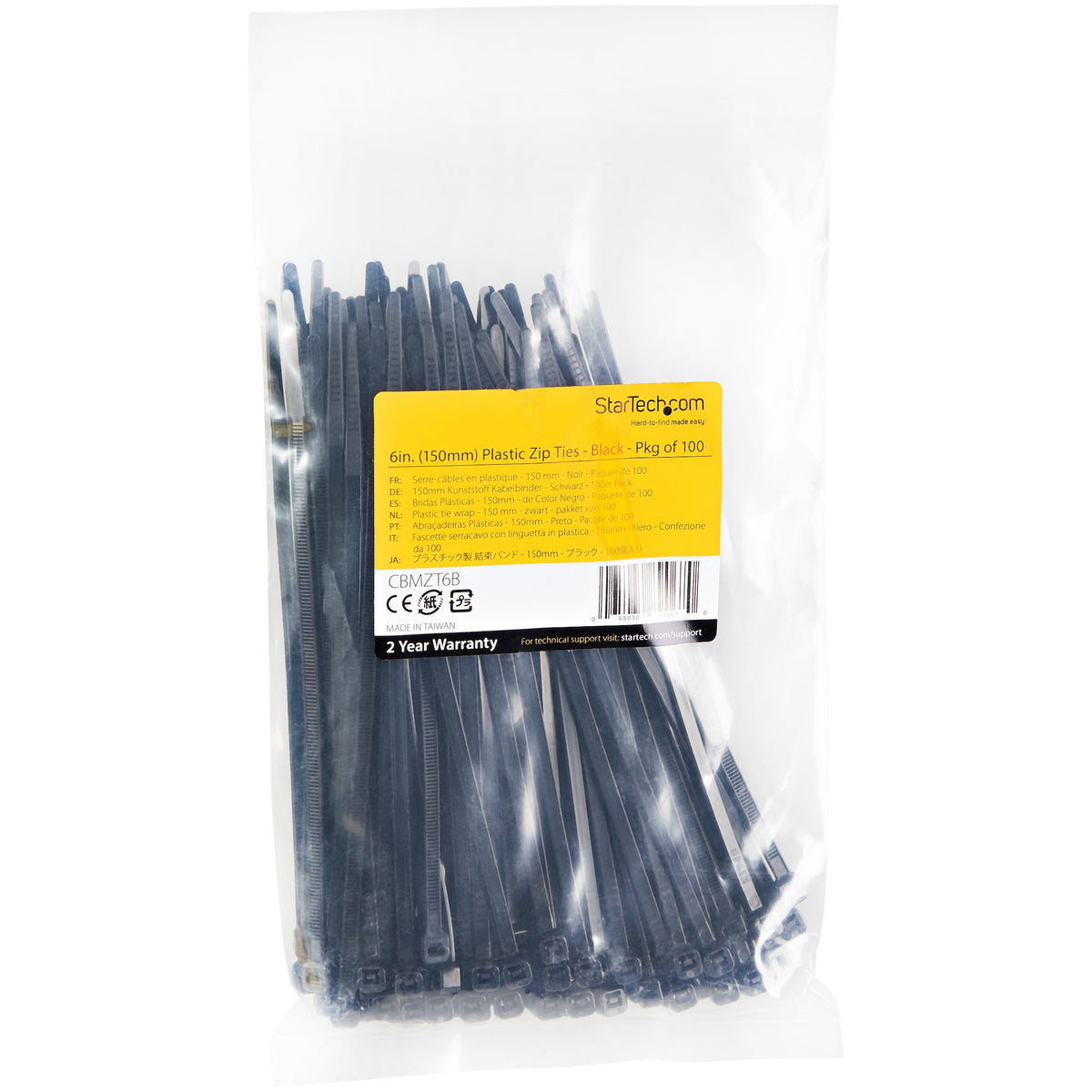 StarTech.com CBMZT6B presilla Brida reutilizable Nylon, Plástico 100 pieza(s) (5)