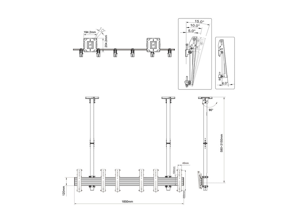 Multibrackets 2260 soporte para pantalla de señalización 32" Negro