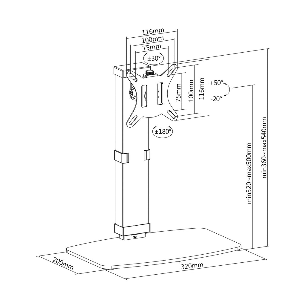 AISENS DT32TSR-115 soporte para monitor 81,3 cm (32") Escritorio (9)