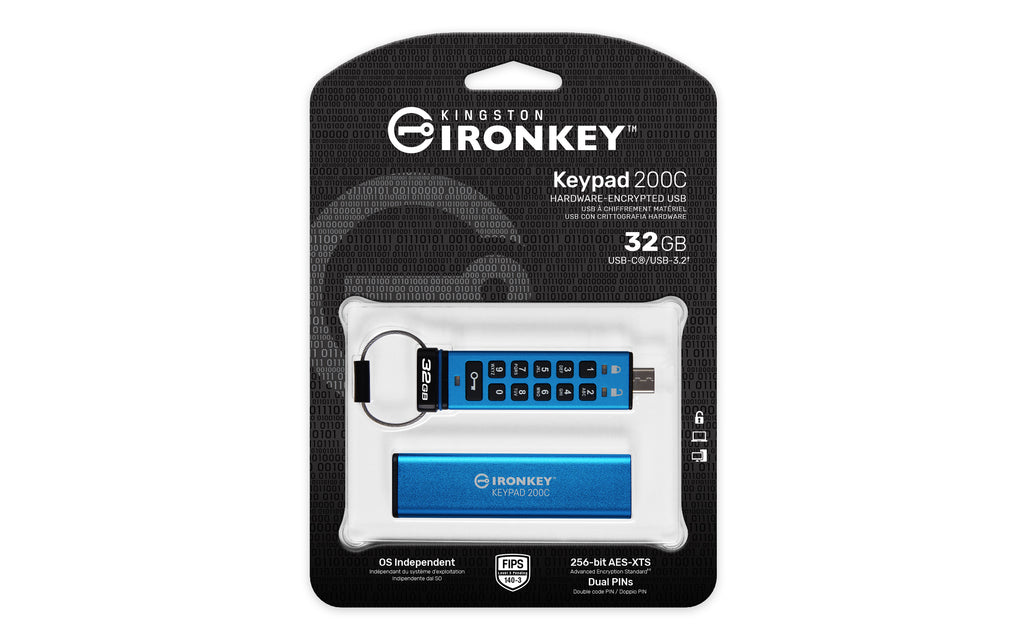 Kingston Technology IronKey Keypad 200 unidad flash USB USB Tipo C 3.2 Gen 1 (3.1 Gen 1) Azul (3)