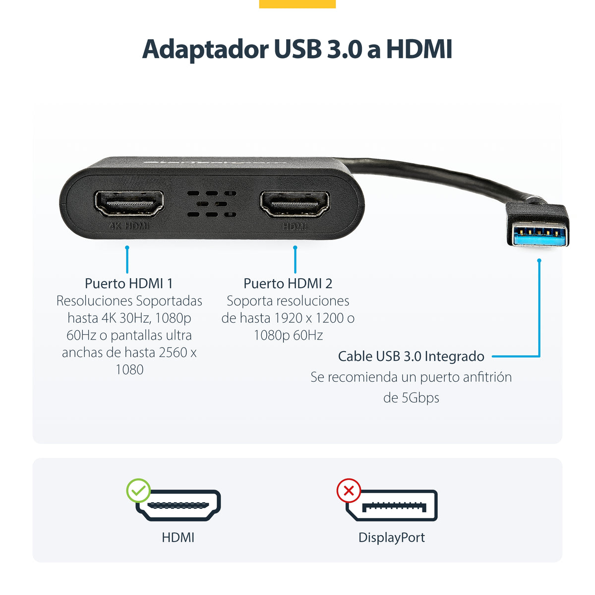 StarTech.com USB32HD2 Adaptador gráfico USB 3840 x 2160 Pixeles Negro (7)