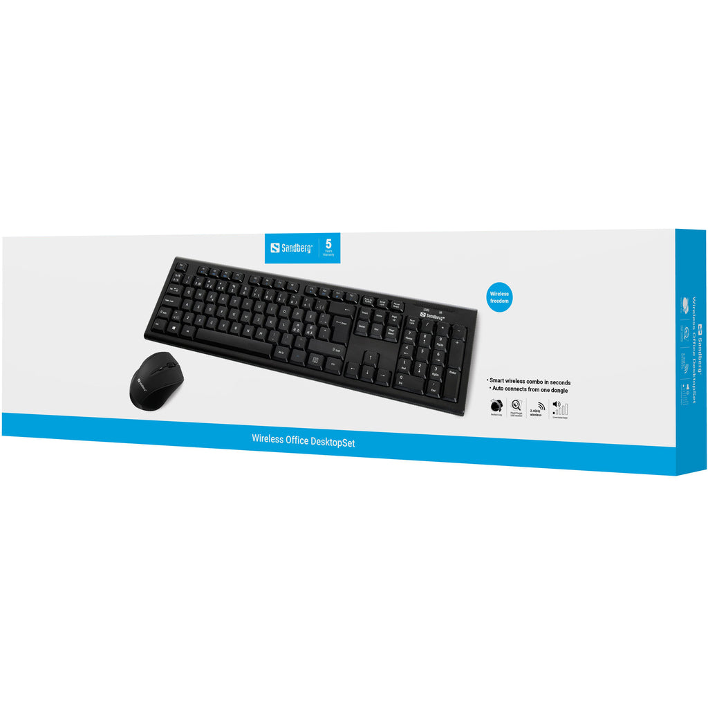 Sandberg 631-20 teclado Ratón incluido Oficina RF inalámbrico QWERTY Nórdico Negro (6)