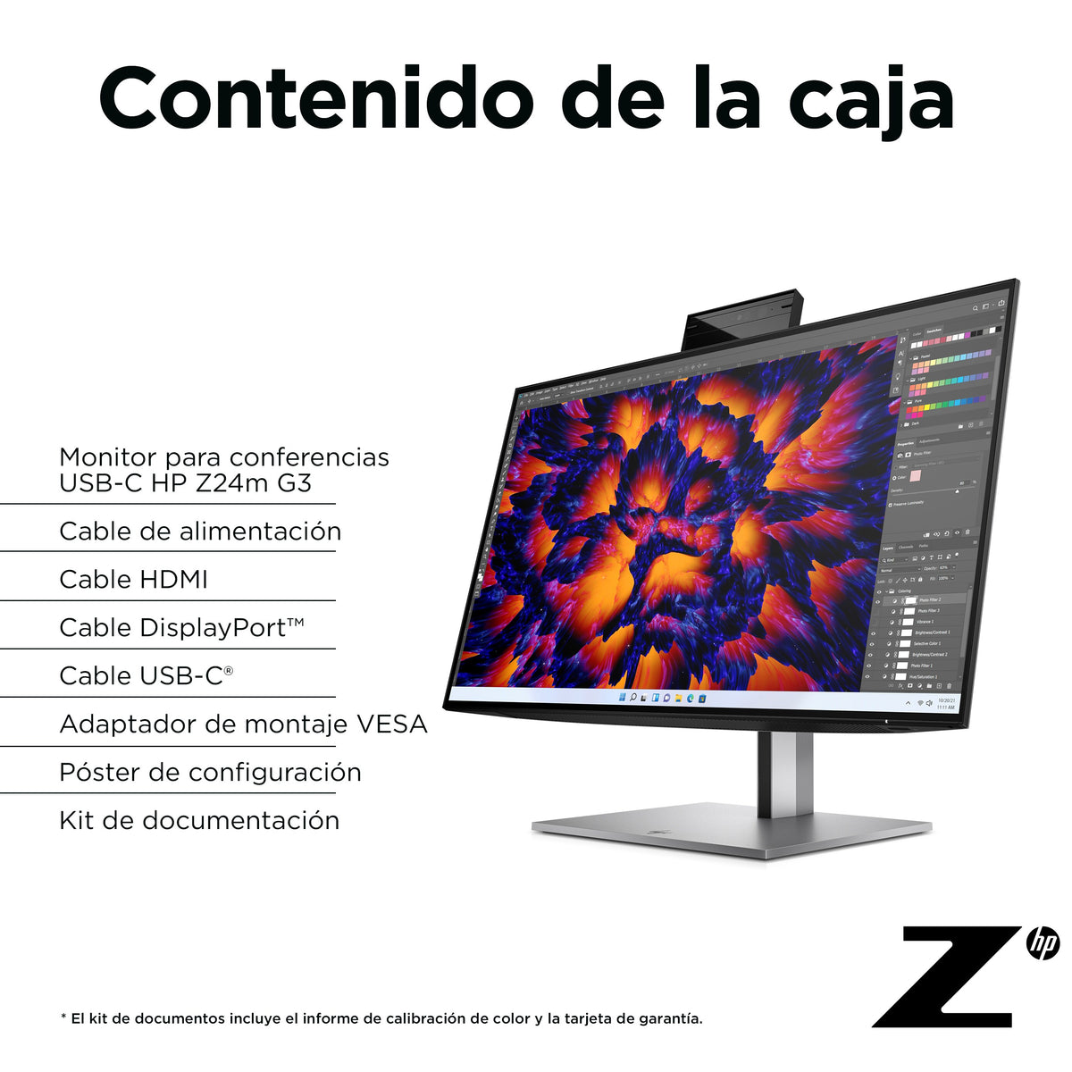 HP Z24m G3 QHD Conferencing Display pantalla para PC 60,5 cm (23.8") 2560 x 1440 Pixeles Quad HD LCD Plata (5)