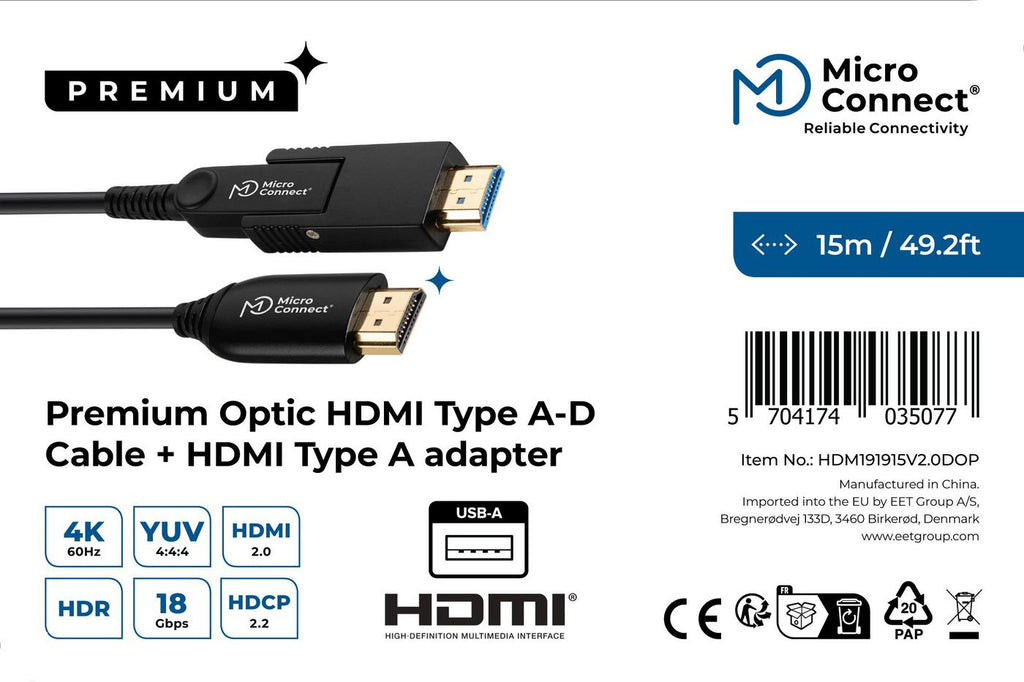 Microconnect HDM191915V2.0DOP cable HDMI 15 m HDMI tipo A (Estándar) Negro (4)