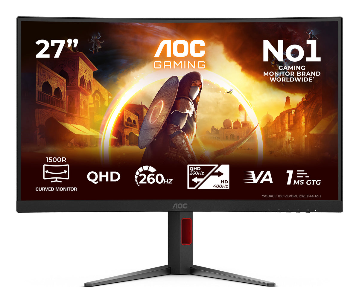AOC G4 CQ27G4Z2P pantalla para PC 68,6 cm (27") 2560 x 1440 Pixeles Quad HD LCD Negro, Rojo