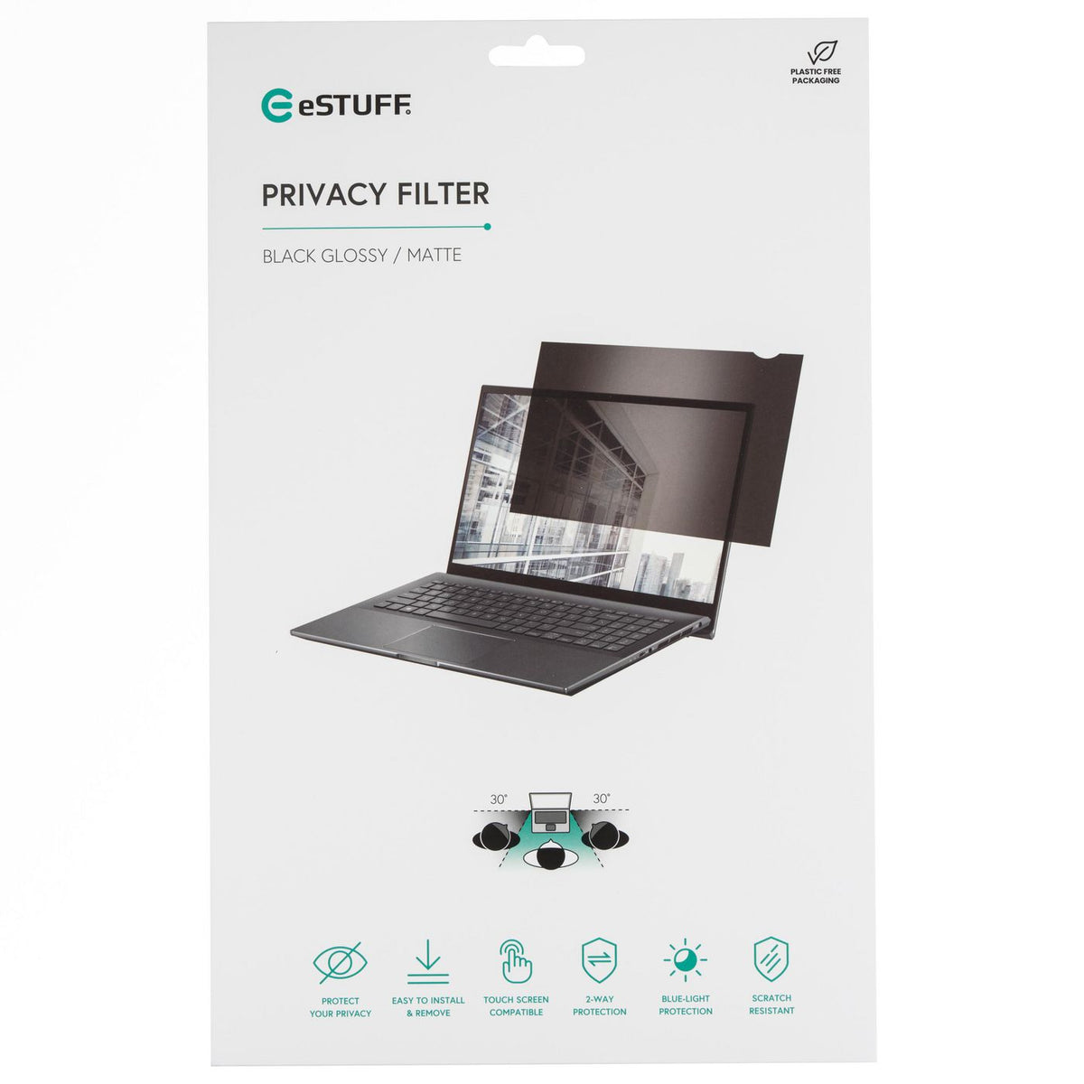 eSTUFF GLBB13294166 filtro para monitor 33,8 cm (13.3") Portátil Filtro de privacidad para pantallas sin marco (4)