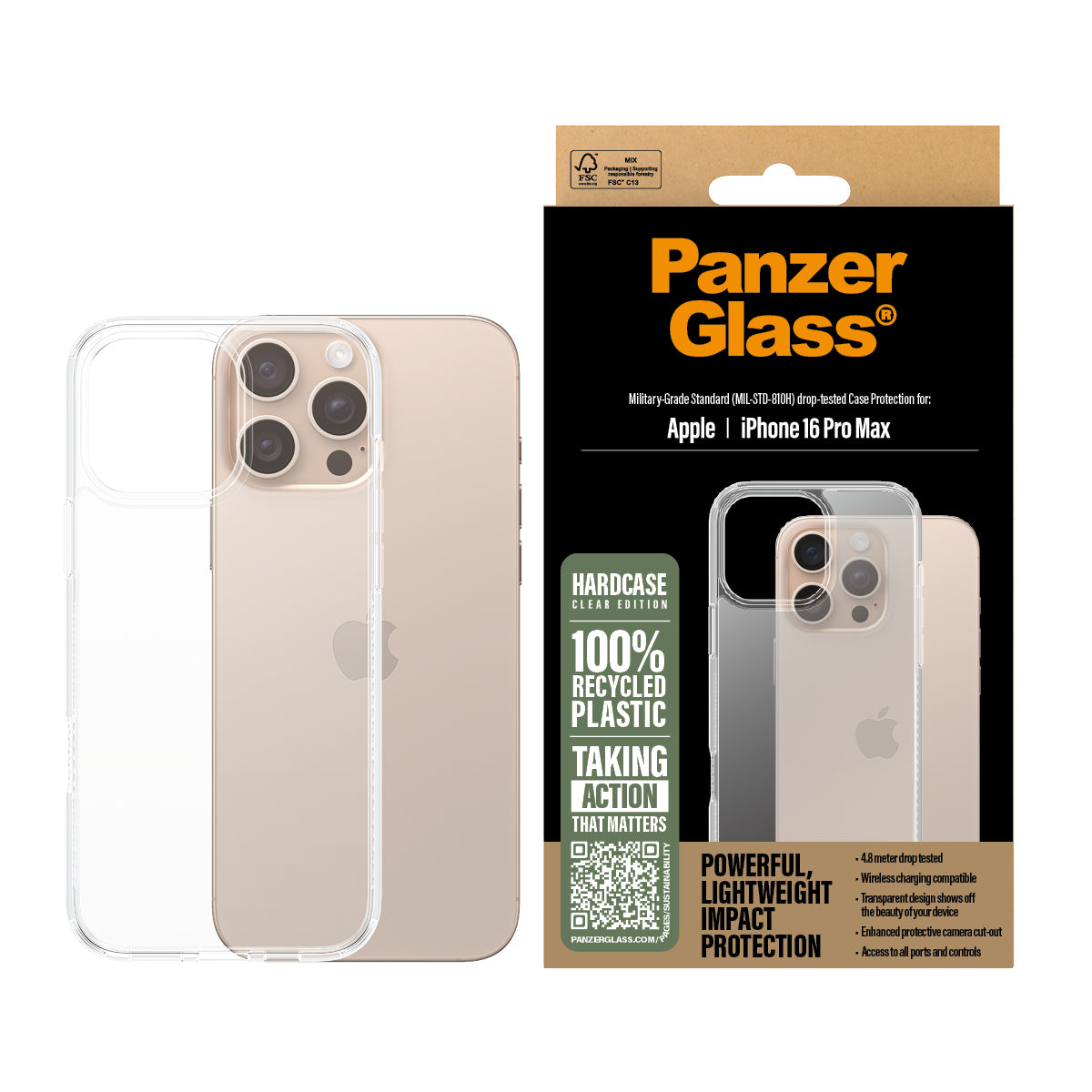 PanzerGlass ® HardCase Transparent iPhone 16 Pro Max funda para teléfono móvil
